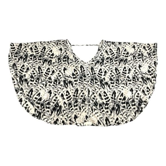 Jessica Simpson black and white feather print flowy short sleeve top size S - Picture 7 of 10